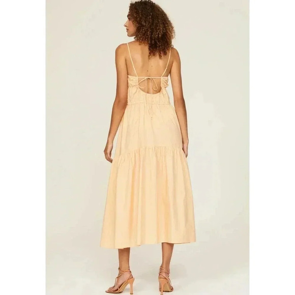 Vince Ruched Tie Back Cami Dress size M NWT Peach Cotton/Hemp blend - Picture 2 of 12